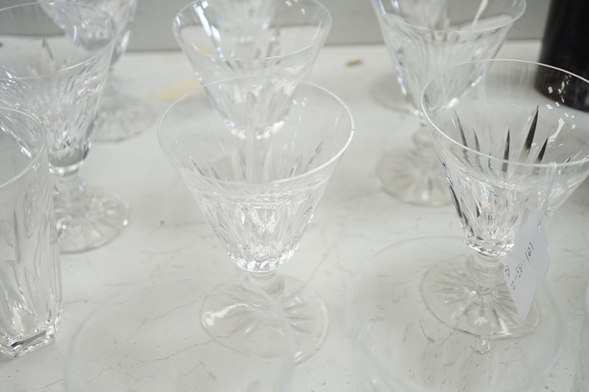 Waterford crystal. A set of seven wine glasses and five tumblers and another wine glass